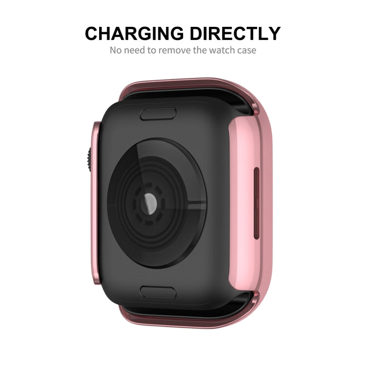 ENKAY Hat-Prince Electroplate PC Diamond Watch Case + Full Coverage Curved PET Screen Protector Film For Apple Watch Series 8 / 7 41mm(Black) - Watch Cases by ENKAY | Online Shopping UK | buy2fix