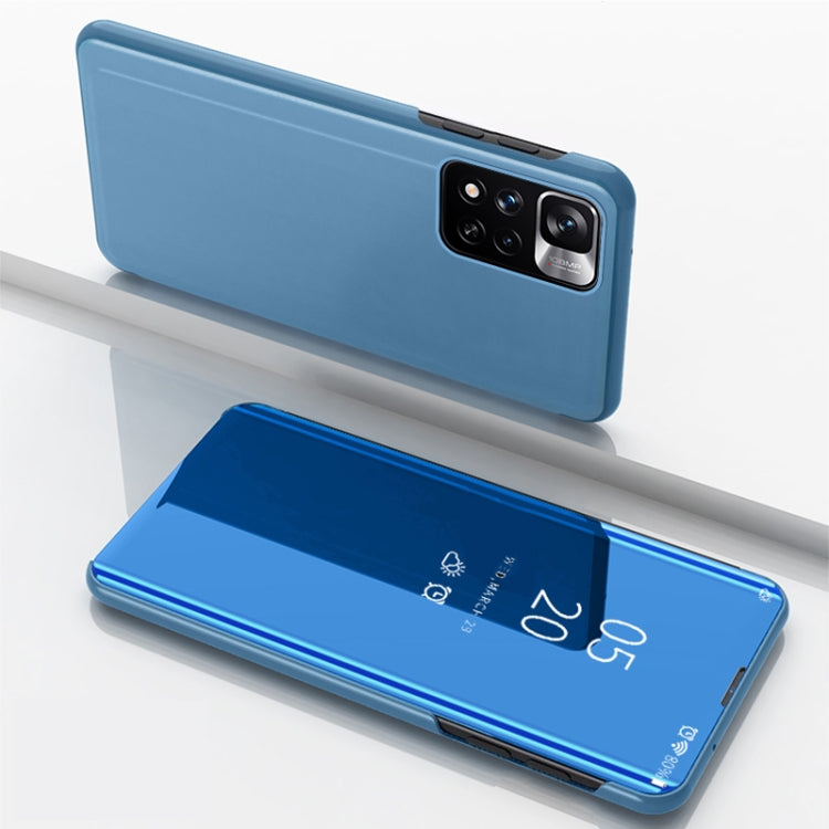 For Xiaomi Redmi Note 11 Pro Plated Mirror Kickstand Flip Leather Phone Case (Blue) by buy2fix