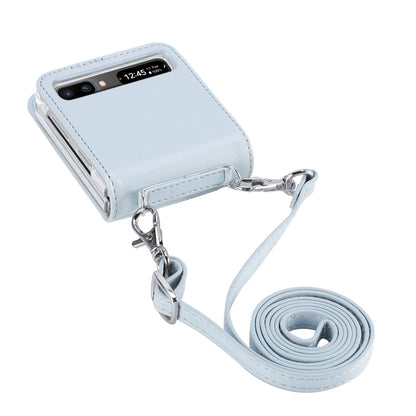 For Samsung Galaxy Z Flip 5G Diagonal Lanyard Embossed Card Phone Case(Silver) - Galaxy Phone Cases by buy2fix | Online Shopping UK | buy2fix