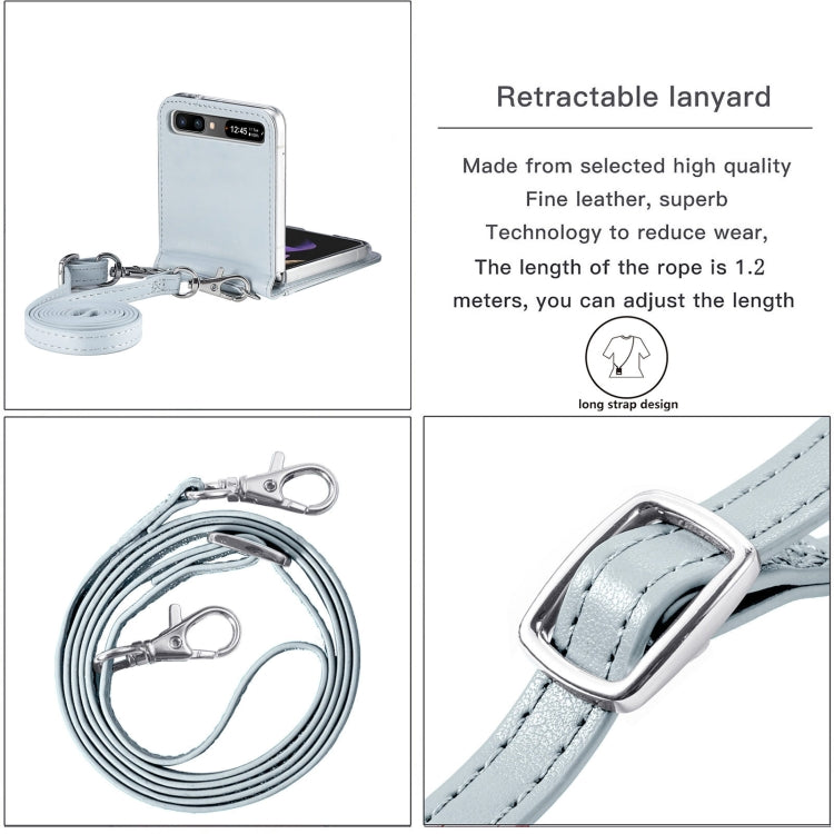 For Samsung Galaxy Z Flip 5G Diagonal Lanyard Embossed Card Phone Case(Silver) - Galaxy Phone Cases by buy2fix | Online Shopping UK | buy2fix