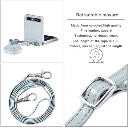 For Samsung Galaxy Z Flip 5G Diagonal Lanyard Embossed Card Phone Case(Silver) - Galaxy Phone Cases by buy2fix | Online Shopping UK | buy2fix