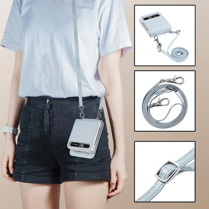 For Samsung Galaxy Z Flip 5G Diagonal Lanyard Embossed Card Phone Case(Silver) - Galaxy Phone Cases by buy2fix | Online Shopping UK | buy2fix