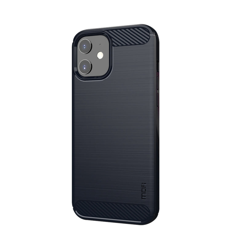 For iPhone 12 mini MOF Gentleness Series Brushed Texture Carbon Fiber Soft TPU Case (Blue) - iPhone 12 mini Cases by MOFI | Online Shopping UK | buy2fix