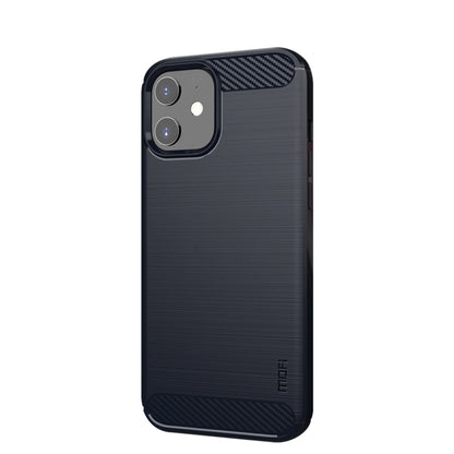 For iPhone 12 mini MOF Gentleness Series Brushed Texture Carbon Fiber Soft TPU Case (Blue) - iPhone 12 mini Cases by MOFI | Online Shopping UK | buy2fix