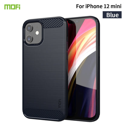 For iPhone 12 mini MOF Gentleness Series Brushed Texture Carbon Fiber Soft TPU Case (Blue) - iPhone 12 mini Cases by MOFI | Online Shopping UK | buy2fix