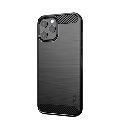 For iPhone 12 / 12 Pro MOF Gentleness Series Brushed Texture Carbon Fiber Soft TPU Case(Black) - iPhone 12 / 12 Pro Cases by MOFI | Online Shopping UK | buy2fix
