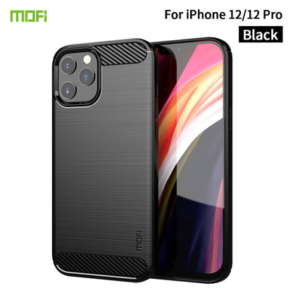 For iPhone 12 / 12 Pro MOF Gentleness Series Brushed Texture Carbon Fiber Soft TPU Case(Black) - iPhone 12 / 12 Pro Cases by MOFI | Online Shopping UK | buy2fix
