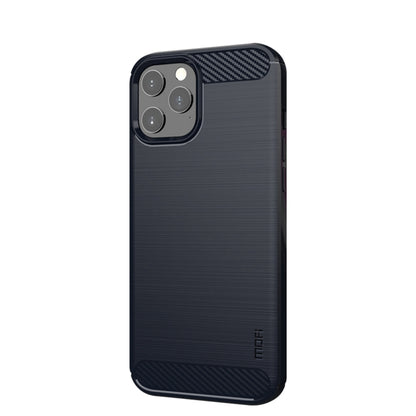 For iPhone 12 / 12 Pro MOF Gentleness Series Brushed Texture Carbon Fiber Soft TPU Case(Blue) - iPhone 12 / 12 Pro Cases by MOFI | Online Shopping UK | buy2fix