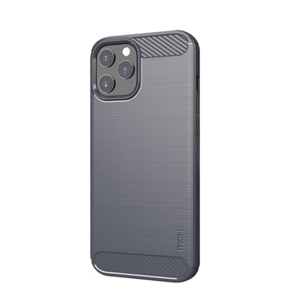 For iPhone 12 / 12 Pro MOF Gentleness Series Brushed Texture Carbon Fiber Soft TPU Case(Gray) - iPhone 12 / 12 Pro Cases by MOFI | Online Shopping UK | buy2fix