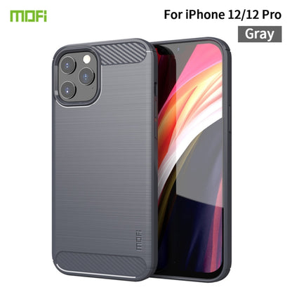 For iPhone 12 / 12 Pro MOF Gentleness Series Brushed Texture Carbon Fiber Soft TPU Case(Gray) - iPhone 12 / 12 Pro Cases by MOFI | Online Shopping UK | buy2fix
