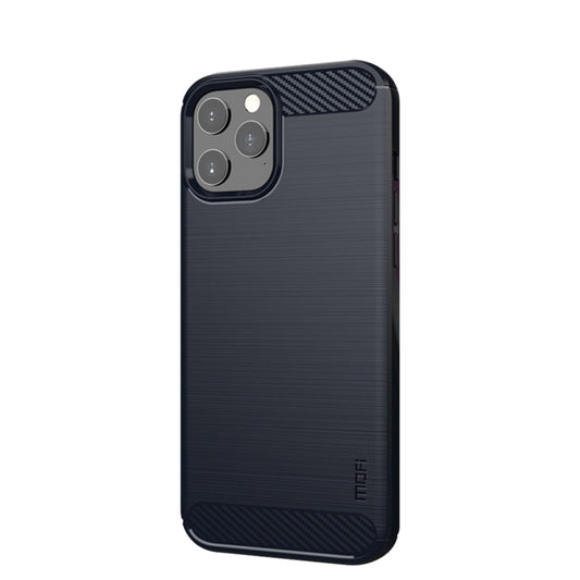 For iPhone 12 Pro Max MOF Gentleness Series Brushed Texture Carbon Fiber Soft TPU Case(Blue) - iPhone 12 Pro Max Cases by MOFI | Online Shopping UK | buy2fix
