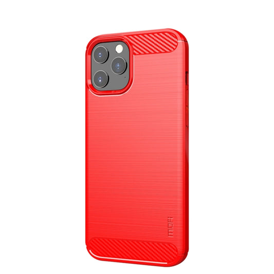 For iPhone 12 Pro Max MOF Gentleness Series Brushed Texture Carbon Fiber Soft TPU Case(Red) - iPhone 12 Pro Max Cases by MOFI | Online Shopping UK | buy2fix