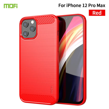 For iPhone 12 Pro Max MOF Gentleness Series Brushed Texture Carbon Fiber Soft TPU Case(Red) - iPhone 12 Pro Max Cases by MOFI | Online Shopping UK | buy2fix