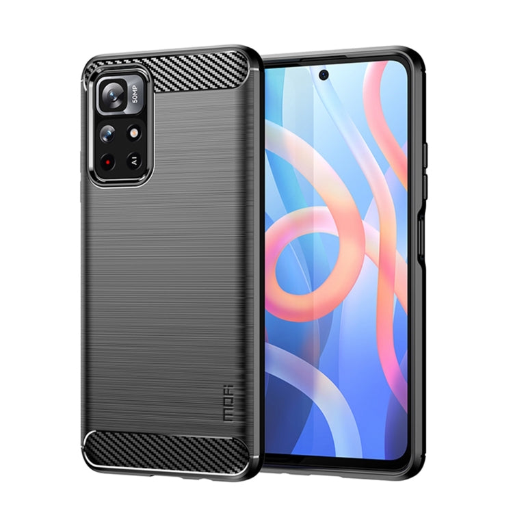 For Xiaomi Redmi Note11 / Poco M4 Pro 5G MOFI Gentleness Series Brushed Texture Carbon Fiber Soft TPU Phone Case(Black) - Xiaomi Cases by MOFI | Online Shopping UK | buy2fix