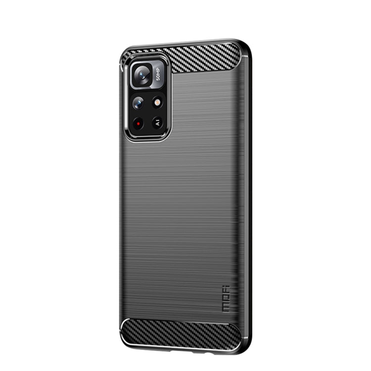 For Xiaomi Redmi Note11 / Poco M4 Pro 5G MOFI Gentleness Series Brushed Texture Carbon Fiber Soft TPU Phone Case(Black) - Xiaomi Cases by MOFI | Online Shopping UK | buy2fix