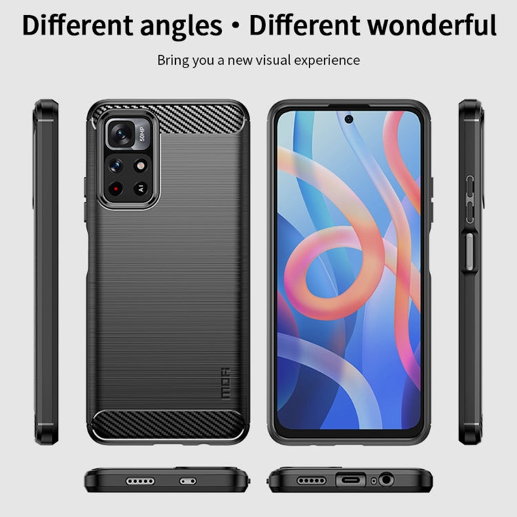 For Xiaomi Redmi Note11 / Poco M4 Pro 5G MOFI Gentleness Series Brushed Texture Carbon Fiber Soft TPU Phone Case(Black) - Xiaomi Cases by MOFI | Online Shopping UK | buy2fix