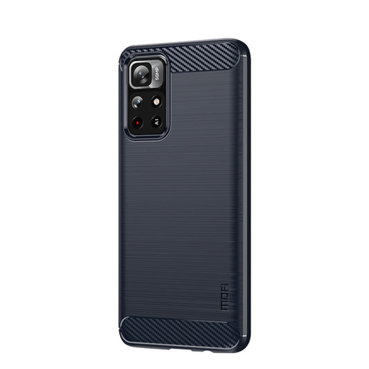 For Xiaomi Redmi Note11 / Poco M4 Pro 5G MOFI Gentleness Series Brushed Texture Carbon Fiber Soft TPU Phone Case(Blue) - Xiaomi Cases by MOFI | Online Shopping UK | buy2fix