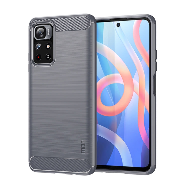 For Xiaomi Redmi Note11 / Poco M4 Pro 5G MOFI Gentleness Series Brushed Texture Carbon Fiber Soft TPU Phone Case(Gray) - Xiaomi Cases by MOFI | Online Shopping UK | buy2fix