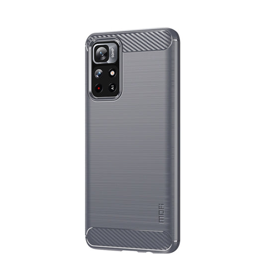 For Xiaomi Redmi Note11 / Poco M4 Pro 5G MOFI Gentleness Series Brushed Texture Carbon Fiber Soft TPU Phone Case(Gray) - Xiaomi Cases by MOFI | Online Shopping UK | buy2fix