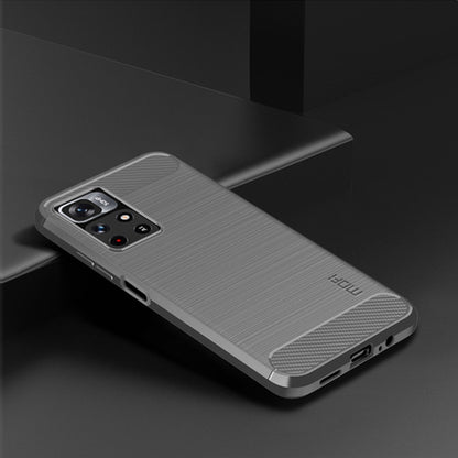 For Xiaomi Redmi Note11 / Poco M4 Pro 5G MOFI Gentleness Series Brushed Texture Carbon Fiber Soft TPU Phone Case(Gray) - Xiaomi Cases by MOFI | Online Shopping UK | buy2fix