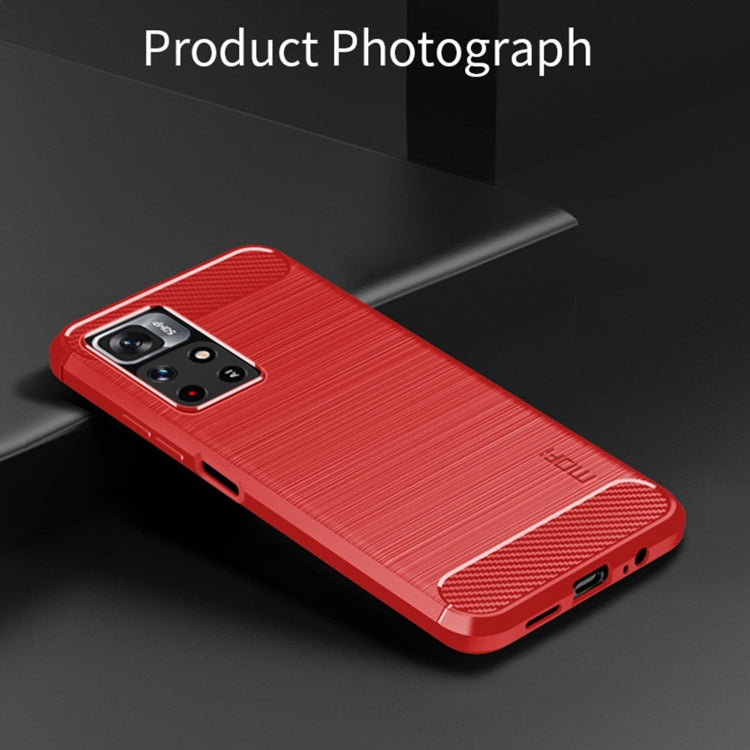 For Xiaomi Redmi Note11 / Poco M4 Pro 5G MOFI Gentleness Series Brushed Texture Carbon Fiber Soft TPU Phone Case(Red) - Xiaomi Cases by MOFI | Online Shopping UK | buy2fix