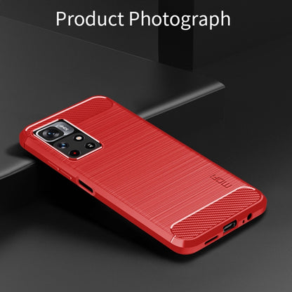For Xiaomi Redmi Note11 / Poco M4 Pro 5G MOFI Gentleness Series Brushed Texture Carbon Fiber Soft TPU Phone Case(Red) - Xiaomi Cases by MOFI | Online Shopping UK | buy2fix