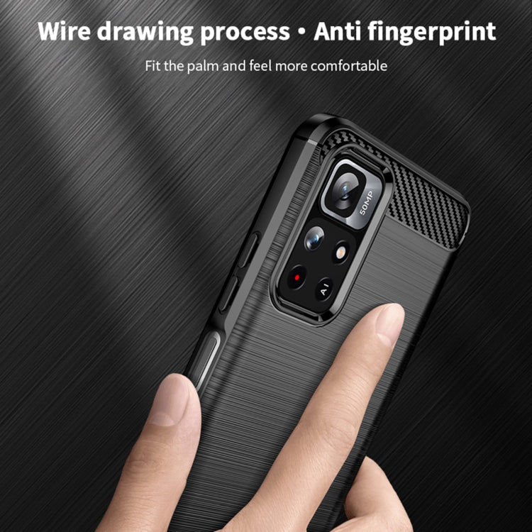 For Xiaomi Redmi Note11 / Poco M4 Pro 5G MOFI Gentleness Series Brushed Texture Carbon Fiber Soft TPU Phone Case(Red) - Xiaomi Cases by MOFI | Online Shopping UK | buy2fix