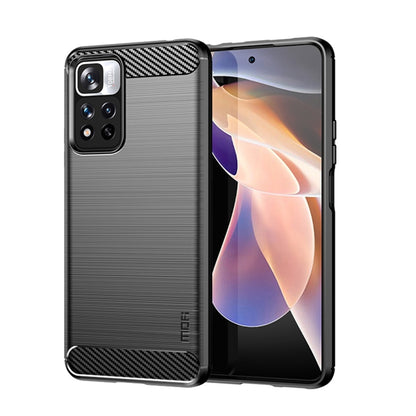 For Xiaomi Redmi Note11 Pro / Note 11 Pro+ MOFI Gentleness Series Brushed Texture Carbon Fiber Soft TPU Phone Case(Black) - Xiaomi Cases by MOFI | Online Shopping UK | buy2fix