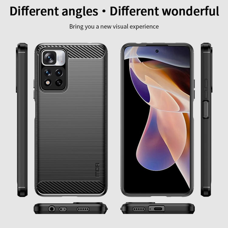 For Xiaomi Redmi Note11 Pro / Note 11 Pro+ MOFI Gentleness Series Brushed Texture Carbon Fiber Soft TPU Phone Case(Black) - Xiaomi Cases by MOFI | Online Shopping UK | buy2fix