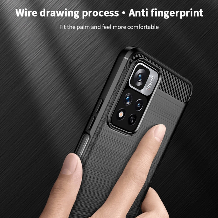 For Xiaomi Redmi Note11 Pro / Note 11 Pro+ MOFI Gentleness Series Brushed Texture Carbon Fiber Soft TPU Phone Case(Black) - Xiaomi Cases by MOFI | Online Shopping UK | buy2fix