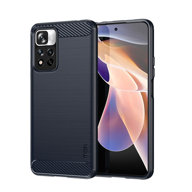 For Xiaomi Redmi Note11 Pro / Note 11 Pro+ MOFI Gentleness Series Brushed Texture Carbon Fiber Soft TPU Phone Case(Blue) - Xiaomi Cases by MOFI | Online Shopping UK | buy2fix
