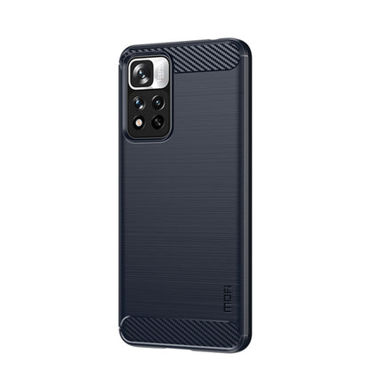 For Xiaomi Redmi Note11 Pro / Note 11 Pro+ MOFI Gentleness Series Brushed Texture Carbon Fiber Soft TPU Phone Case(Blue) - Xiaomi Cases by MOFI | Online Shopping UK | buy2fix
