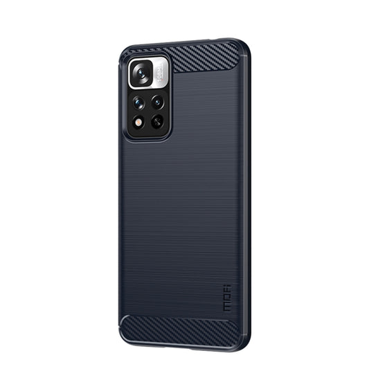 For Xiaomi Redmi Note11 Pro / Note 11 Pro+ MOFI Gentleness Series Brushed Texture Carbon Fiber Soft TPU Phone Case(Blue) - Xiaomi Cases by MOFI | Online Shopping UK | buy2fix