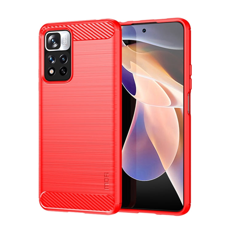 For Xiaomi Redmi Note11 Pro / Note 11 Pro+ MOFI Gentleness Series Brushed Texture Carbon Fiber Soft TPU Phone Case(Red) - Xiaomi Cases by MOFI | Online Shopping UK | buy2fix