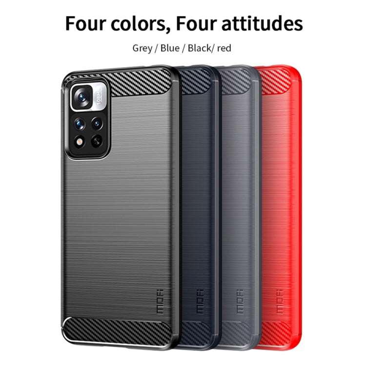 For Xiaomi Redmi Note11 Pro / Note 11 Pro+ MOFI Gentleness Series Brushed Texture Carbon Fiber Soft TPU Phone Case(Red) - Xiaomi Cases by MOFI | Online Shopping UK | buy2fix