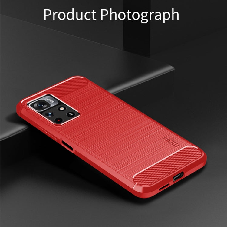 For Xiaomi Redmi Note11 Pro / Note 11 Pro+ MOFI Gentleness Series Brushed Texture Carbon Fiber Soft TPU Phone Case(Red) - Xiaomi Cases by MOFI | Online Shopping UK | buy2fix