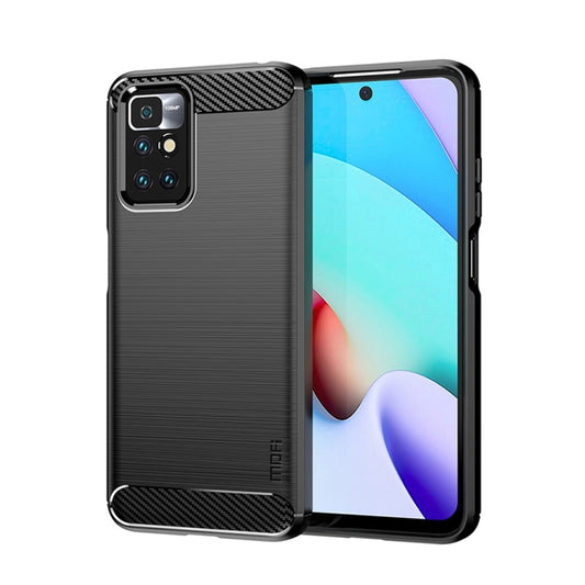 For Xiaomi Redmi 10 / 10 Prime MOFI Gentleness Series Brushed Texture Carbon Fiber Soft TPU Phone Case(Black) - Xiaomi Cases by MOFI | Online Shopping UK | buy2fix
