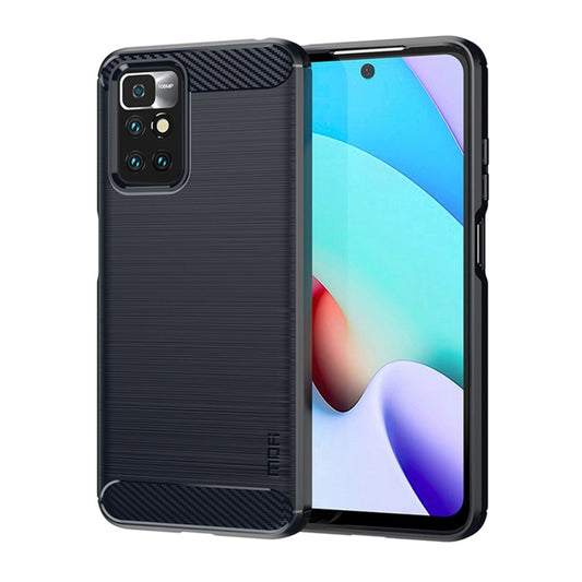 For Xiaomi Redmi 10 / 10 Prime MOFI Gentleness Series Brushed Texture Carbon Fiber Soft TPU Phone Case(Blue) - Xiaomi Cases by MOFI | Online Shopping UK | buy2fix