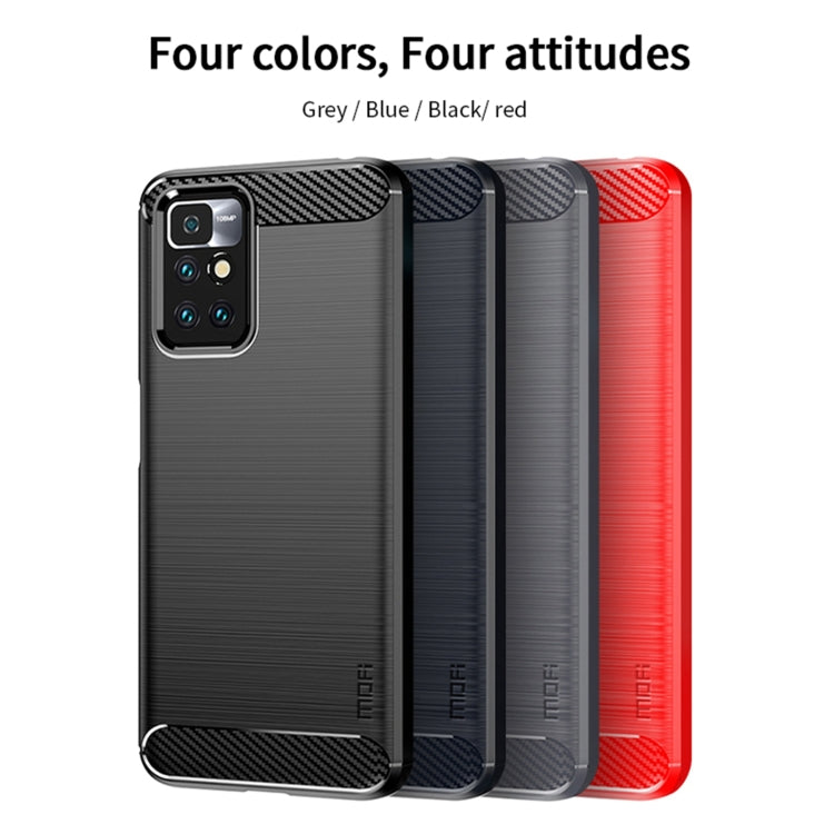 For Xiaomi Redmi 10 / 10 Prime MOFI Gentleness Series Brushed Texture Carbon Fiber Soft TPU Phone Case(Gray) - Xiaomi Cases by MOFI | Online Shopping UK | buy2fix