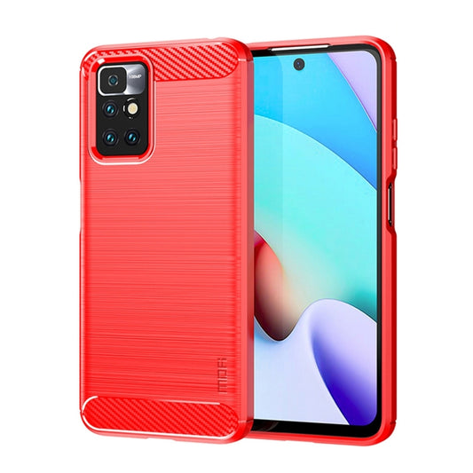 For Xiaomi Redmi 10 / 10 Prime MOFI Gentleness Series Brushed Texture Carbon Fiber Soft TPU Phone Case(Red) - Xiaomi Cases by MOFI | Online Shopping UK | buy2fix