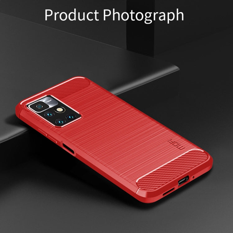 For Xiaomi Redmi 10 / 10 Prime MOFI Gentleness Series Brushed Texture Carbon Fiber Soft TPU Phone Case(Red) - Xiaomi Cases by MOFI | Online Shopping UK | buy2fix