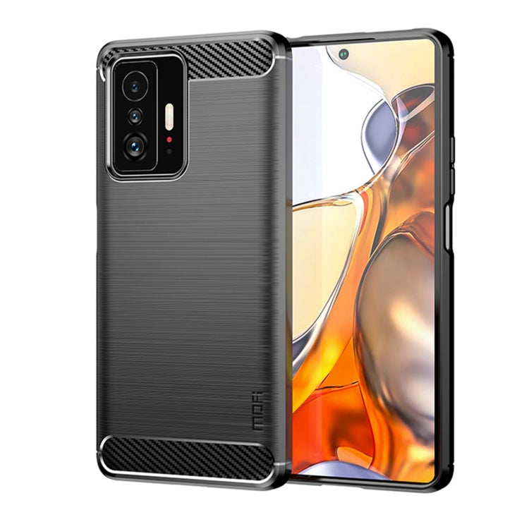 For Xiaomi Mi 11T / 11T Pro MOFI Gentleness Series Brushed Texture Carbon Fiber Soft TPU Phone Case(Black) - Xiaomi Cases by MOFI | Online Shopping UK | buy2fix