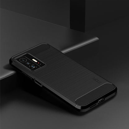 For Xiaomi Mi 11T / 11T Pro MOFI Gentleness Series Brushed Texture Carbon Fiber Soft TPU Phone Case(Black) - Xiaomi Cases by MOFI | Online Shopping UK | buy2fix