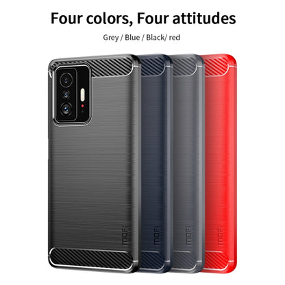 For Xiaomi Mi 11T / 11T Pro MOFI Gentleness Series Brushed Texture Carbon Fiber Soft TPU Phone Case(Blue) - Xiaomi Cases by MOFI | Online Shopping UK | buy2fix
