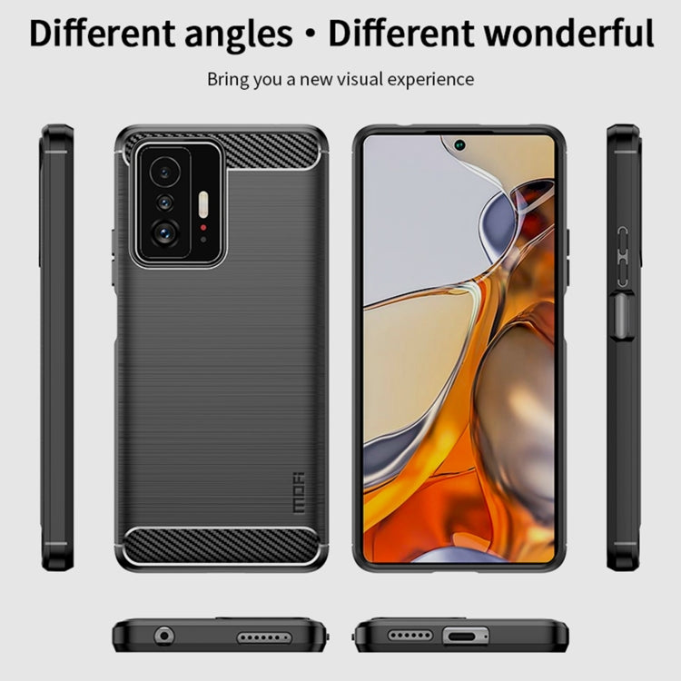 For Xiaomi Mi 11T / 11T Pro MOFI Gentleness Series Brushed Texture Carbon Fiber Soft TPU Phone Case(Blue) - Xiaomi Cases by MOFI | Online Shopping UK | buy2fix