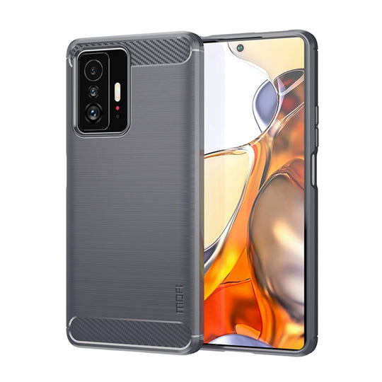 For Xiaomi Mi 11T / 11T Pro MOFI Gentleness Series Brushed Texture Carbon Fiber Soft TPU Phone Case(Gray)