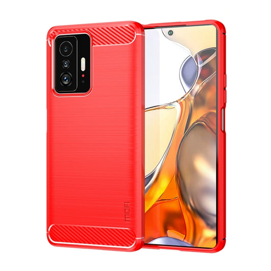 For Xiaomi Mi 11T / 11T Pro MOFI Gentleness Series Brushed Texture Carbon Fiber Soft TPU Phone Case(Red) - Xiaomi Cases by MOFI | Online Shopping UK | buy2fix