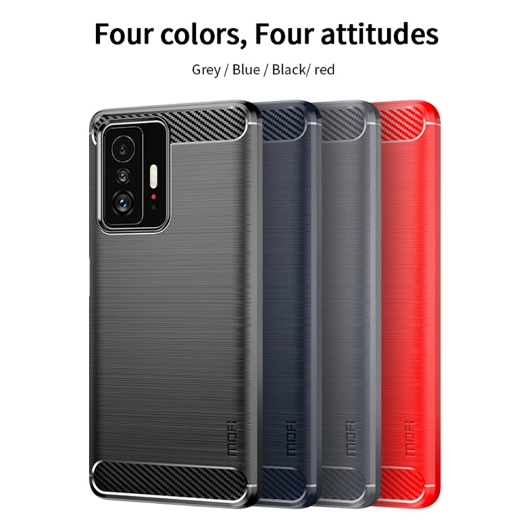 For Xiaomi Mi 11T / 11T Pro MOFI Gentleness Series Brushed Texture Carbon Fiber Soft TPU Phone Case(Red) - Xiaomi Cases by MOFI | Online Shopping UK | buy2fix