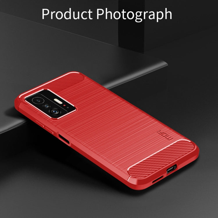 For Xiaomi Mi 11T / 11T Pro MOFI Gentleness Series Brushed Texture Carbon Fiber Soft TPU Phone Case(Red) - Xiaomi Cases by MOFI | Online Shopping UK | buy2fix