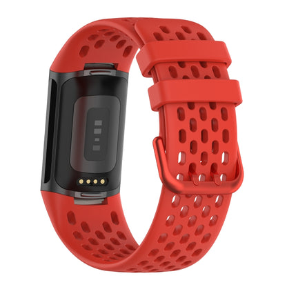 For Fitbit Charge 5 Monochromatic Breathable Silicone Watch Band(White) - Watch Bands by buy2fix | Online Shopping UK | buy2fix
